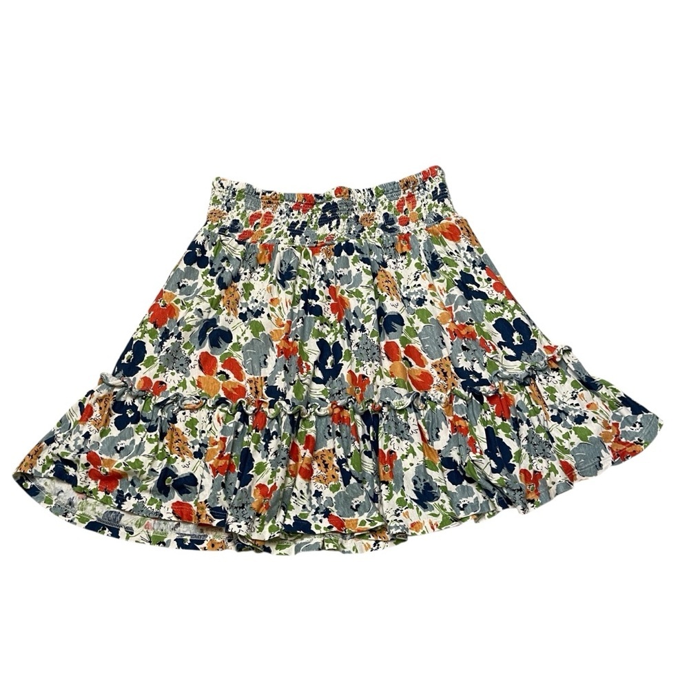 Lauren Ralph Lauren Floral A Line Linen Blend Ruffled Skirt Womens Small Petite